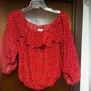 Mainstays Red Off the Shoulder with White Heart Pattern